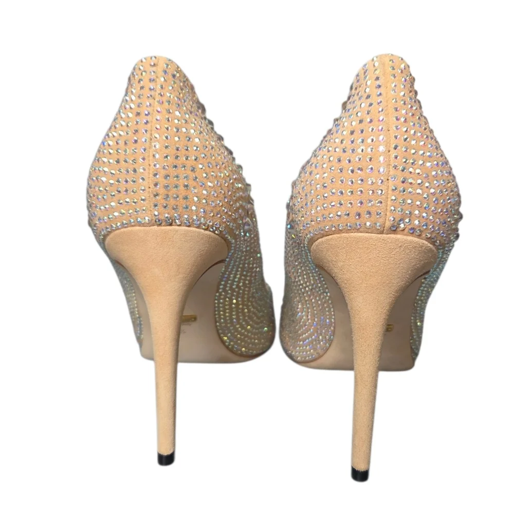 Gucci Aurora Swarovski Crystal Suede Pumps 338727 Champagne EU 41.5 Box - Picture 10 of 16